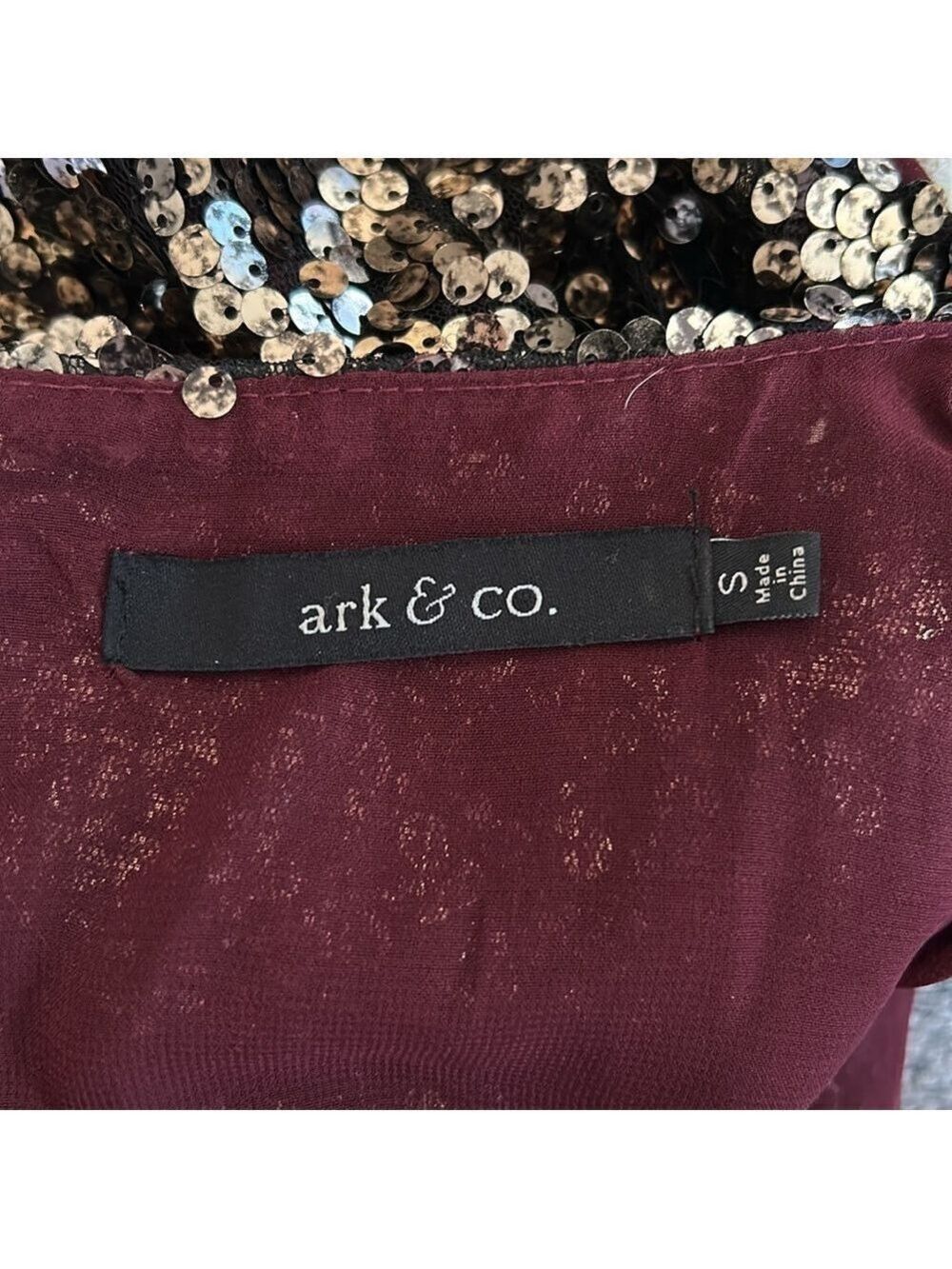 Ark & Co bronze sequin shift dress size S - Picture 9 of 11